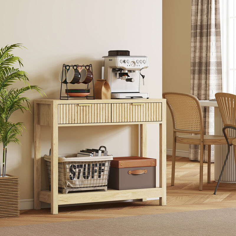Hivvago 35" Entryway Console Table with Drawer and Shelf image number 6