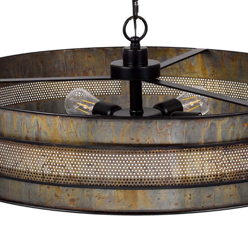 5 Light Chandelier, Drum Shade with Rustic Aged Bronze Mesh Band, 30 Inch image number 6