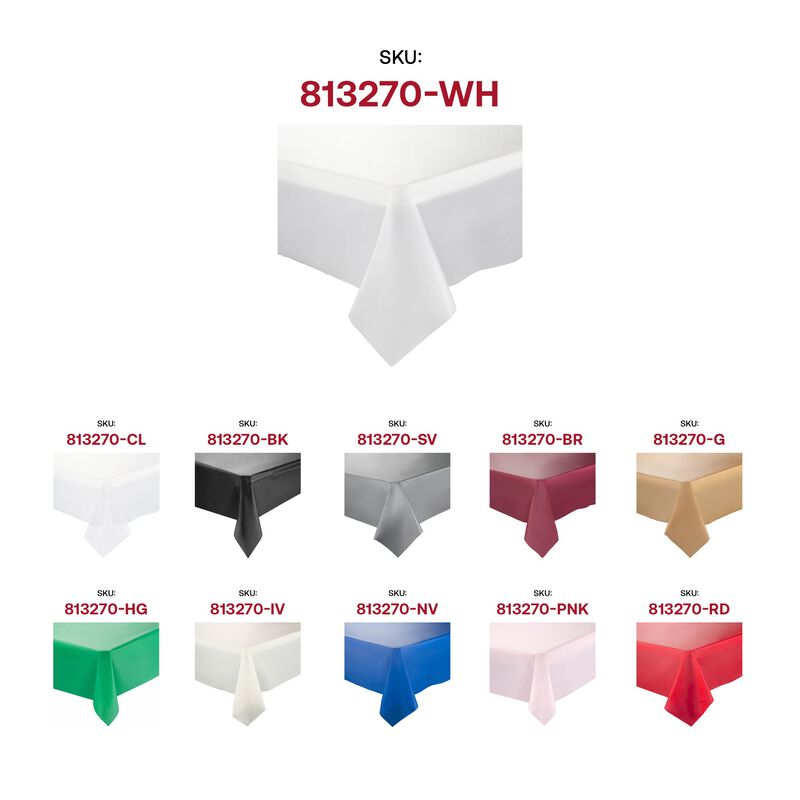 White Rectangular Plastic Tablecloths (96 Tablecloths) image number 5