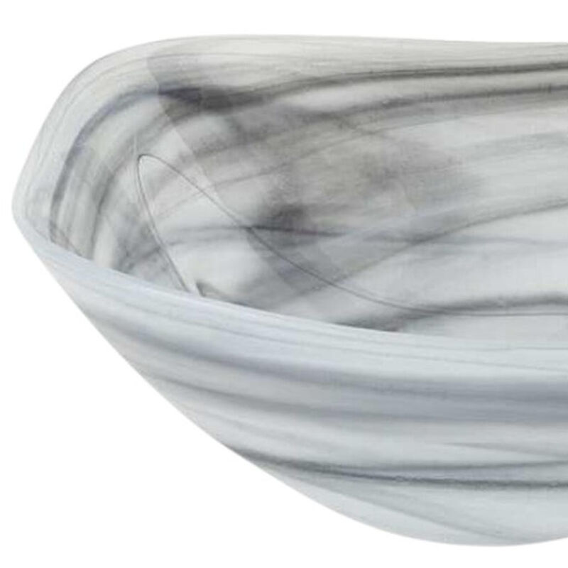 HomeRoots 10" Alabaster Glass Square Salad Bowl image number 2