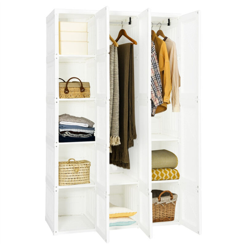 Foldable Armoire – Portable Closet with 10 Cubes for Efficient Clothes Storage and Organization