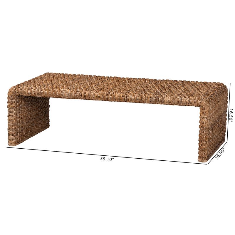 bali & pari Alda Handwoven Seagrass Coffee Table - Rustic Wicker Waterfall Accent Table for Living Room or Sunroom image number 6