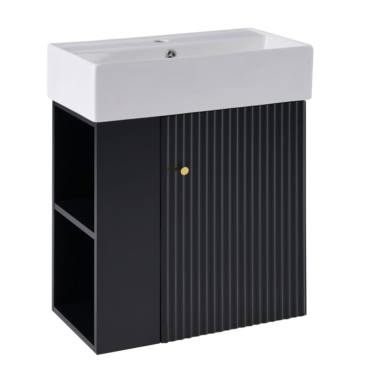 21.6" Black Left Side Storage Bathroom Vanity