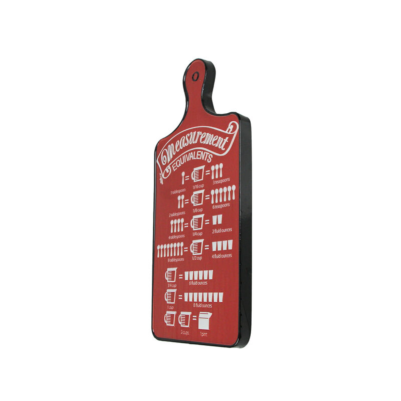Measurement Conversion Chart Cutting Board Metal Wall Plaque 22 Inches High Red image number 1