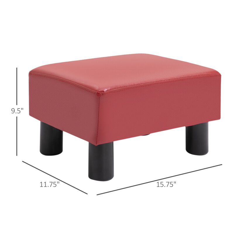 Crimson Comfort: Modern Red Faux Leather Rectangular Footrest