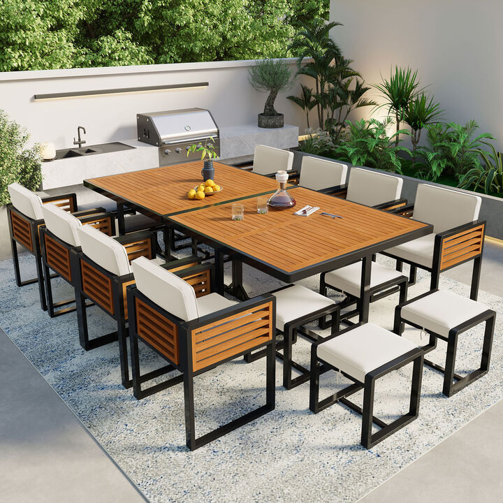 Merax Space Saving Outdoor Patio Acacia Wood Dining Set