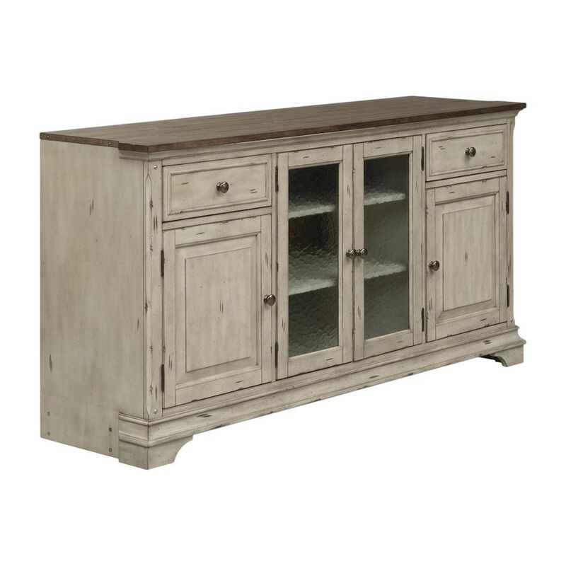 Liberty Furniture Antique White TV Stand, Wirebrushed Tobacco Accents, Traditional Style image number 1