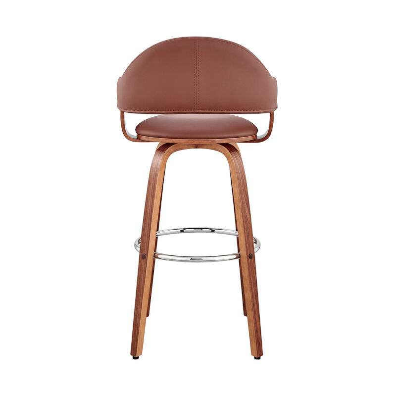 Daxton Gray Faux Leather and Walnut Wood Bar Stool image number 4