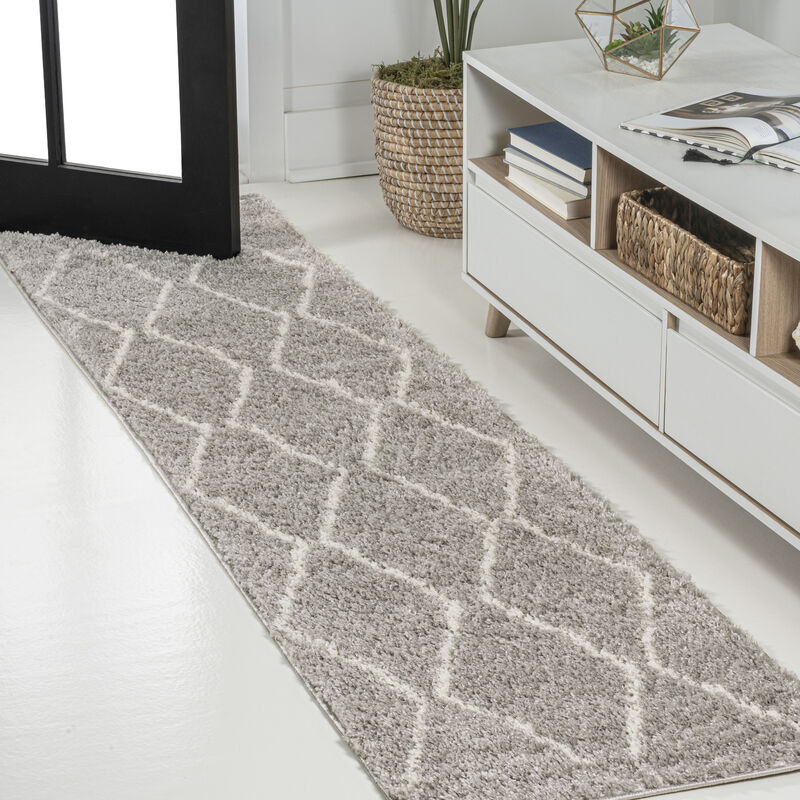 Catala Moroccan Diamond Shag Gray/Ivory Rug