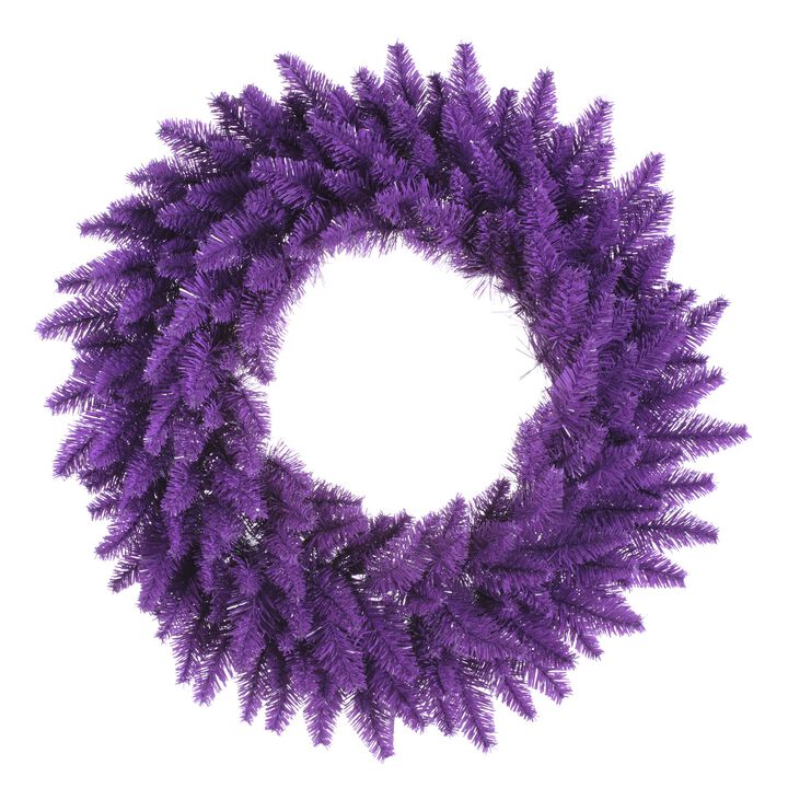 Vickerman 24" Purple Fir Artificial Christmas Wreath, Unlit - Faux Fir Christmas Wreath - Indoor Seasonal Home Decor