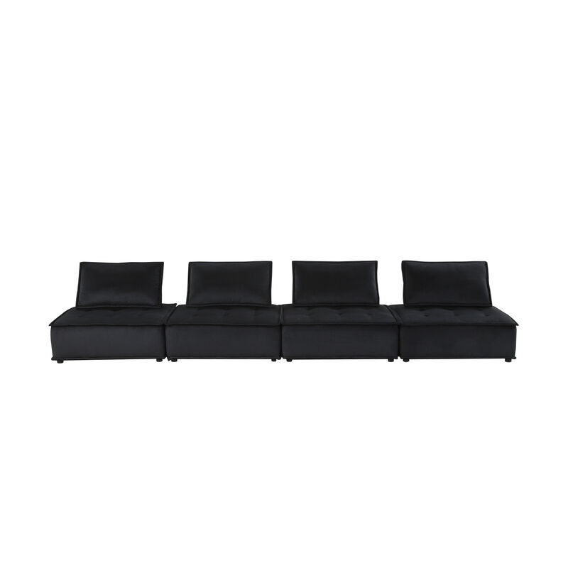 Streamdale Anna Black Velvet 4Seater Modular Sofa image number 0