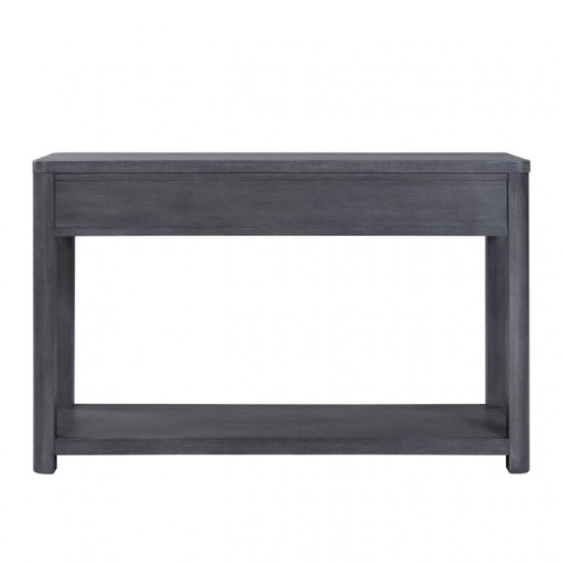 Zoko Sofa Table, 2 Drawers and 1 Shelf, Ash Gray Rubberwood, 48 Inch