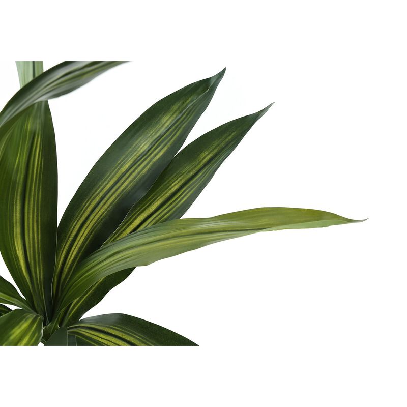 Monarch Specialties I 9543 - Artificial Plant, 51" Tall, Dracaena Tree, Indoor, Faux, Fake, Floor, Greenery, Potted, Real Touch, Decorative, Green Leaves, Black Pot