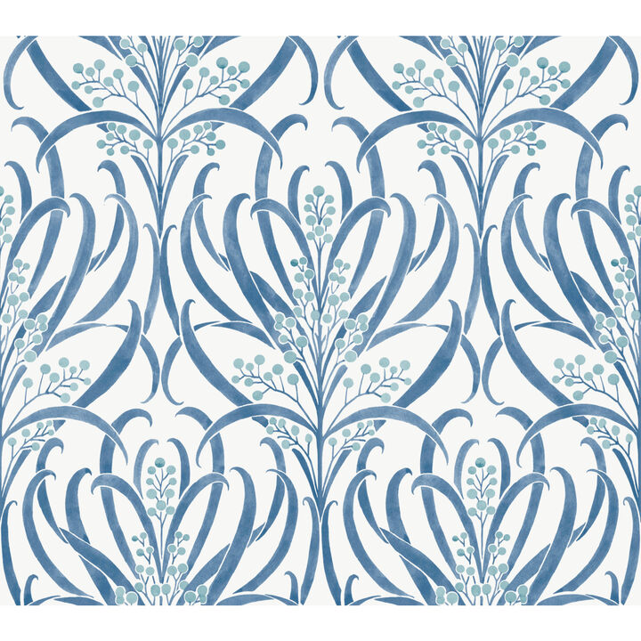 Calluna White & Blue Metallic Wallpaper