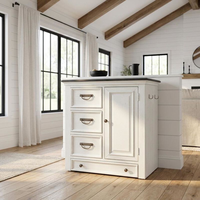 Liberty Furniture Cottage Pine Dog Feeding Station Cabinet with Pet Food Storage Drawers image number 1