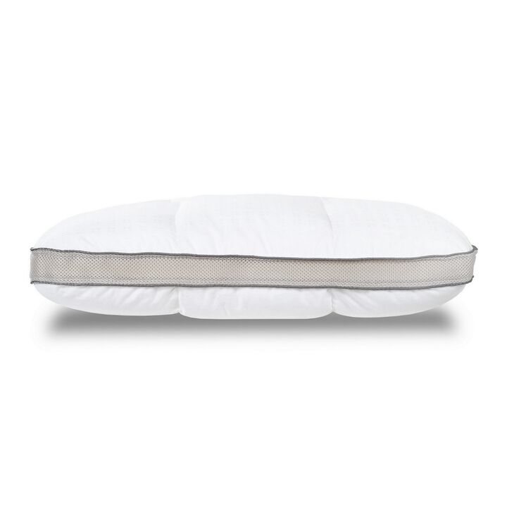 17 x 25 Ultra Soft Memory Foam Pillow with 3D Spacer Outline, White, Gray-Benzara