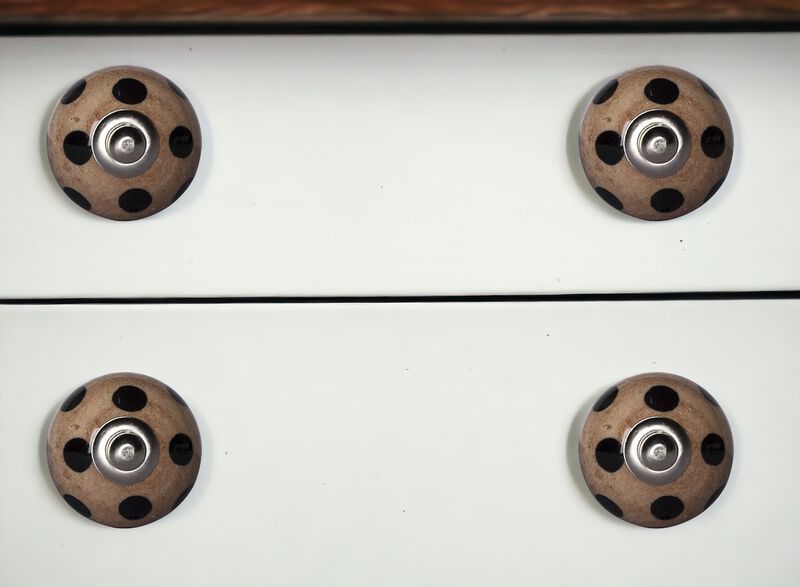 HomeRoots Set of Eight Brown And Black Ceramic And Metal Drawer Pull Knobs image number 1