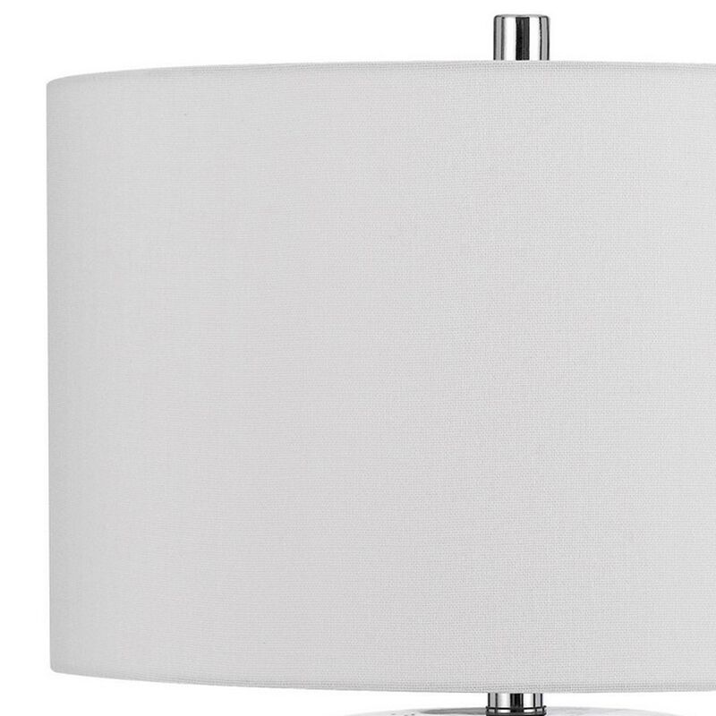 29 Inch Accent Table Lamp Set of 2, Tall Cylinder, Ball Finial Accent, Gray - Benzara