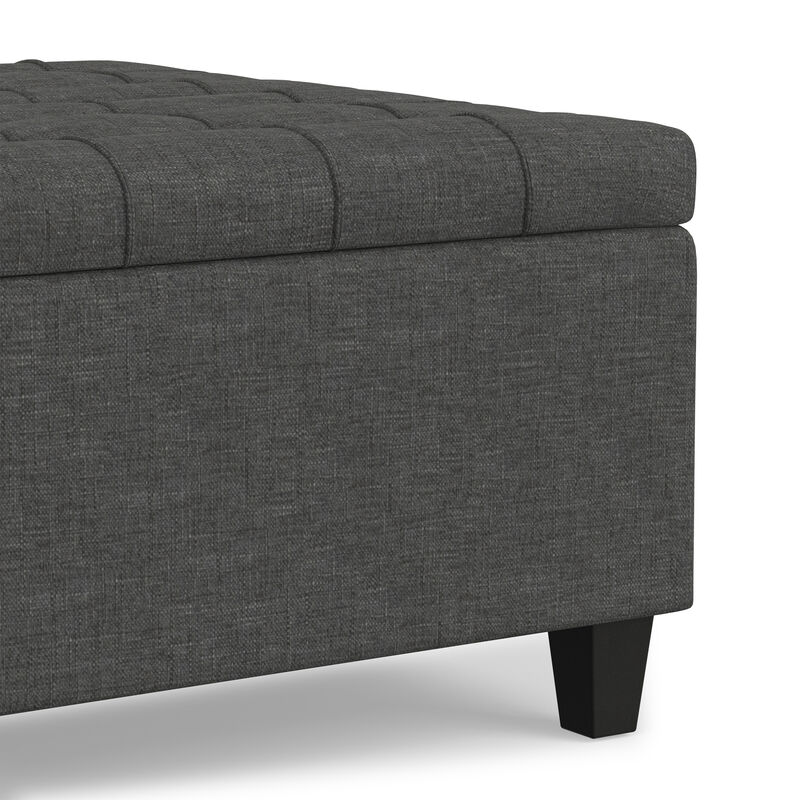 Harrison 30 inch Wide Transitional Square Small Coffee Table Storage Ottoman in Slate Grey , Assembled image number 7