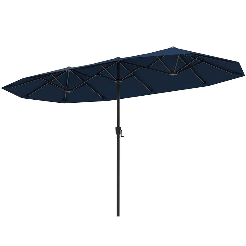 Patio Umbrella Outdoor Double-Sided Table Market Umbrella with Crank Handle