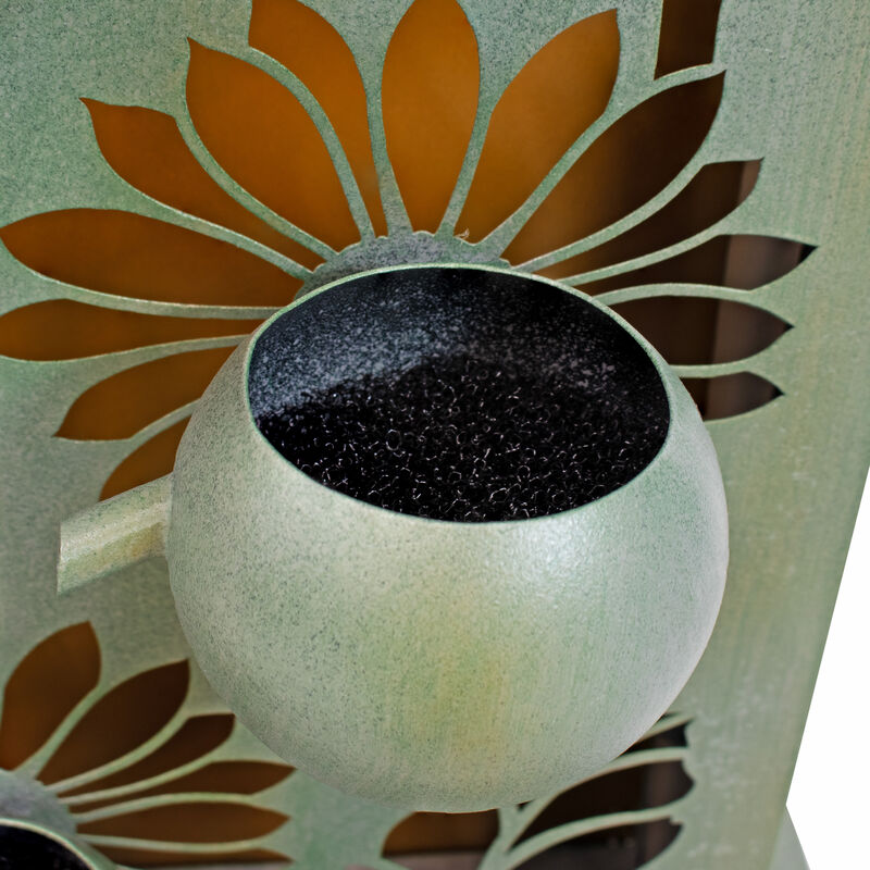 Sunnydaze Sunflower Fields Steel Outdoor Water Fountain with LEDs - 48.5"