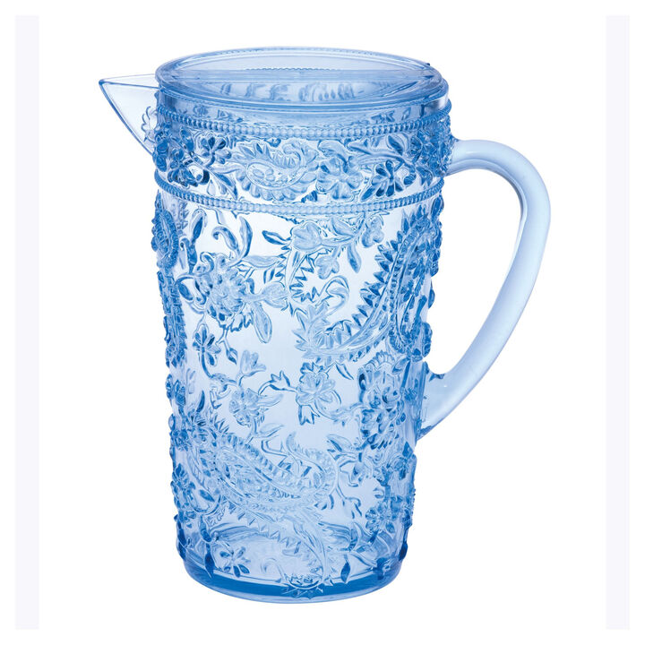 HomeRoots 2.5 Quart Blue Paisley Acrylic Pitcher