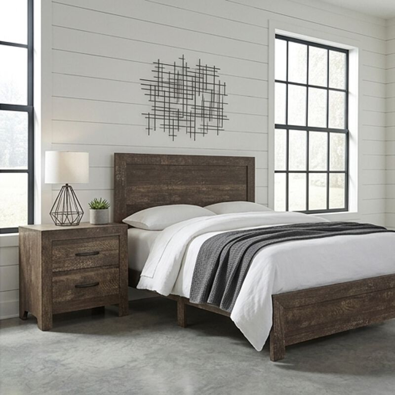 Bedroom Set, Panel Design, 2-Piece Set with Bed and Nightstand image number 1