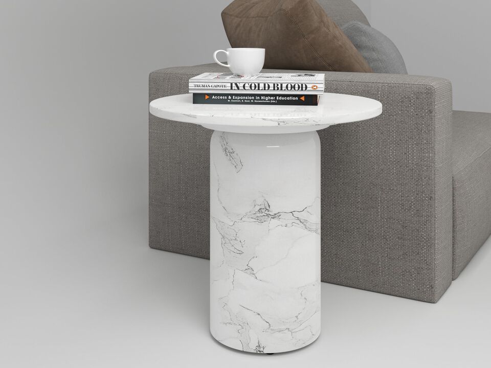 Round 21.6'' End Table with Marble Top & MDF base