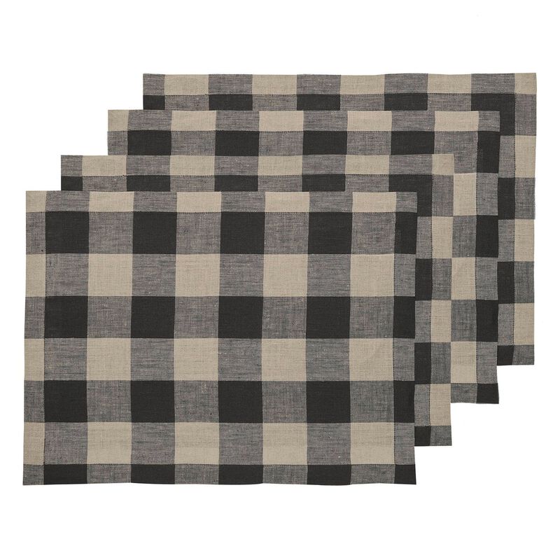 Christmas Linen Placemats 14 x 19 in Set of 4 - Buffalo Check, Solino Home