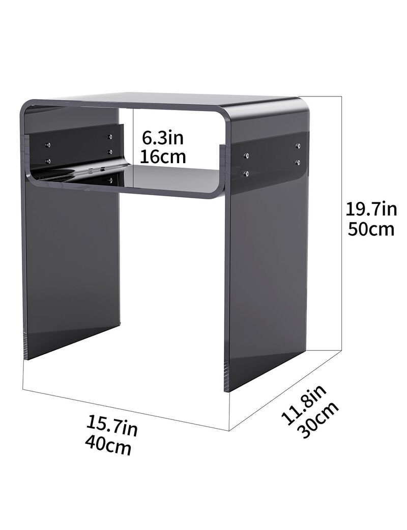 solaround Clear Acrylic End Table 2-Tier Bedside Nightstand for Living Room Bedroom Home Decor (Black)
