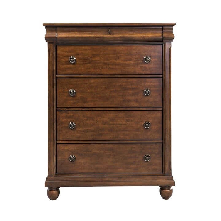 Liberty Furniture Rustic Traditions King Sleigh Bed, Dresser & Mirror, Chest
