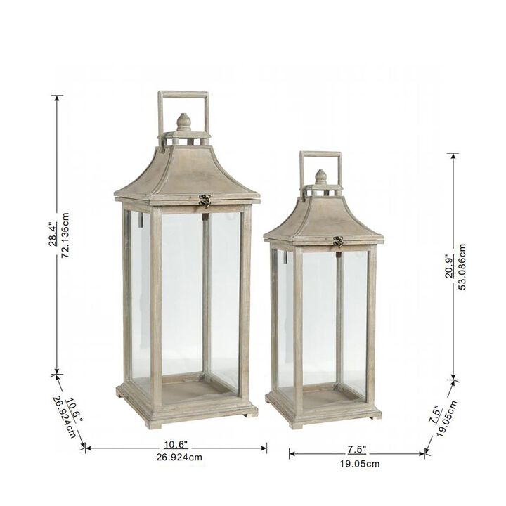 Clihome Wooden Candle Lantern Decorative Lantern Holder Decor for Outdoor, Home Garden Wedding