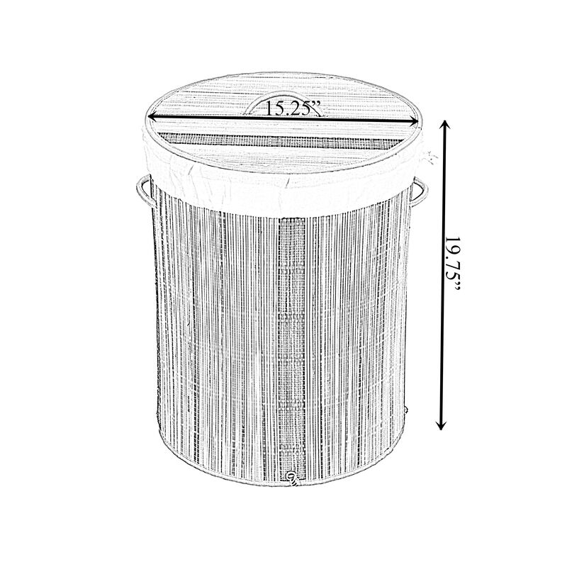 Round Coconut Stick Collapsible Waterproof Laundry Hamper with Lid and Handles for Organizer, Clothes, Toy Durable Folder Washing Bin for Easy Carrying