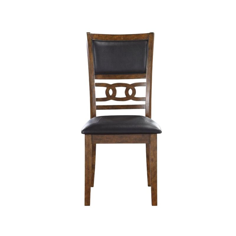 Solid Wood Dining Chair Set of 4 PU Seat Transitional Brown Style image number 1