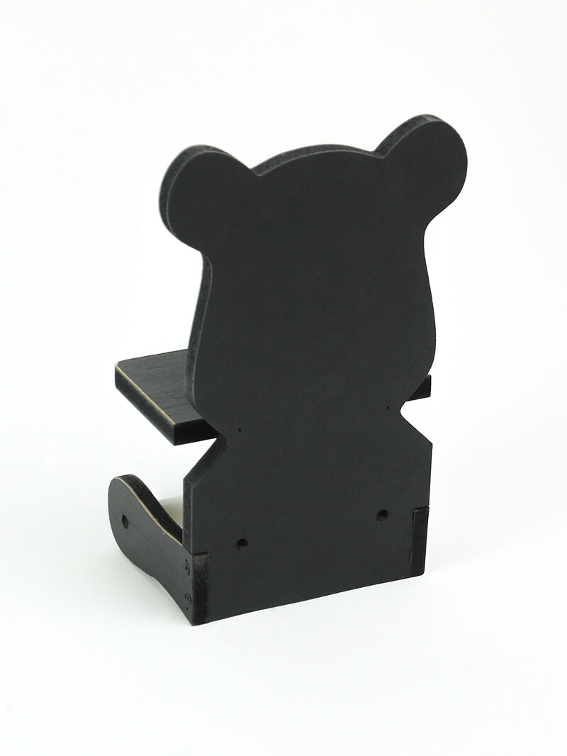 Whimsical Hand Painted Black Bear Wooden Toilet Paper Roll Holder image number 2