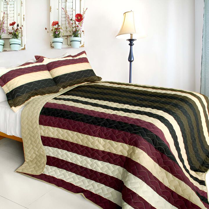 3-Piece Quilted Patchwork Quilt Set with Matching Pillow Shams