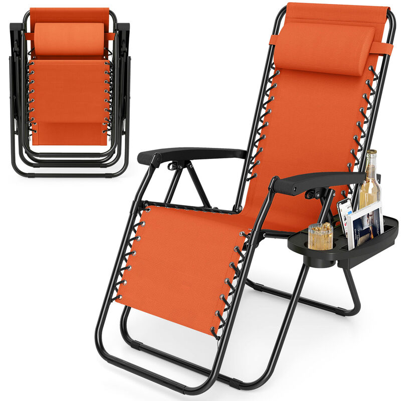 Outdoor Zero Gravity Chairs with Cup Holder and Adjustable Back image number 3