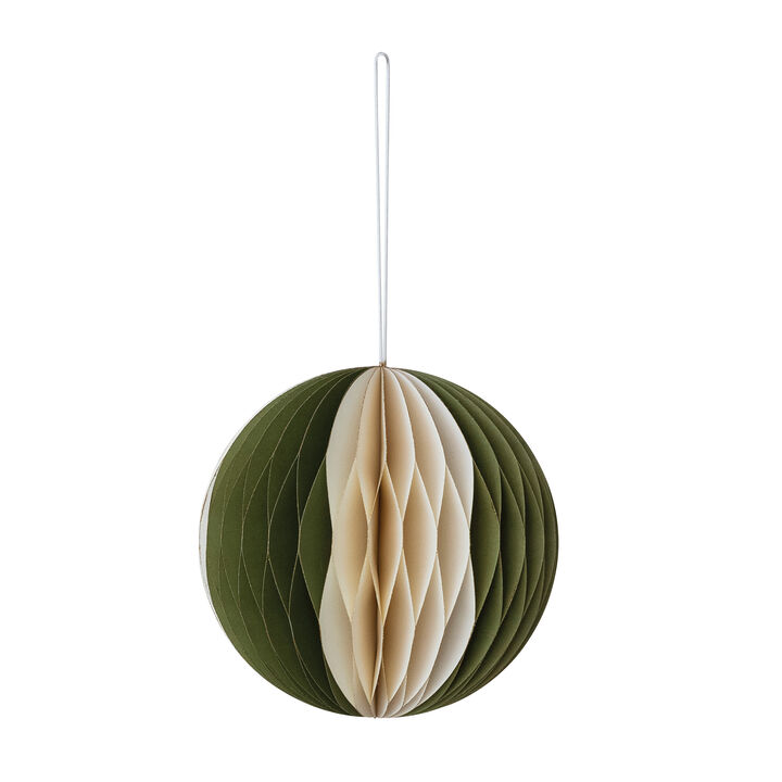 Green & Ivory Recycled Paper Honeycomb Ball Ornament