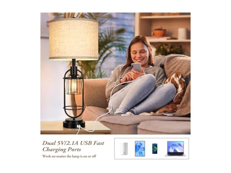 Farmhouse Industrial Rustic Lamp Shades Set Of 2 For Living Room Bedroom Black image number 1