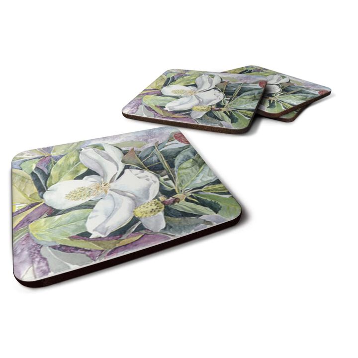 Caroline's Treasures 8004FC Flower-Magnolia Foam Coasters (Set of 4), 3.5 H x 3.5 W, Multicolor