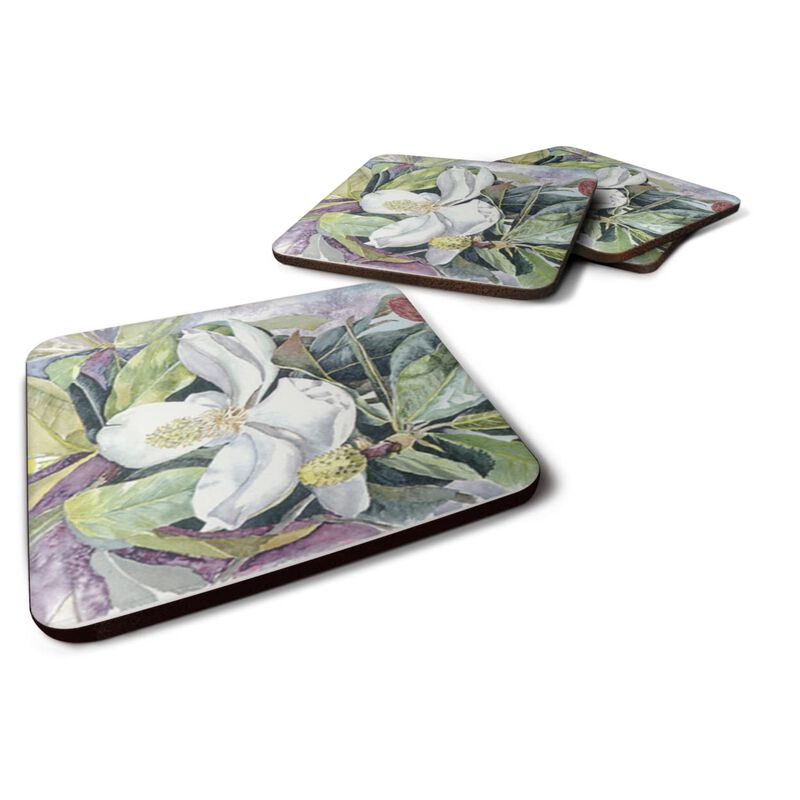 Caroline's Treasures 8004FC Flower-Magnolia Foam Coasters (Set of 4), 3.5 H x 3.5 W, Multicolor image number 0