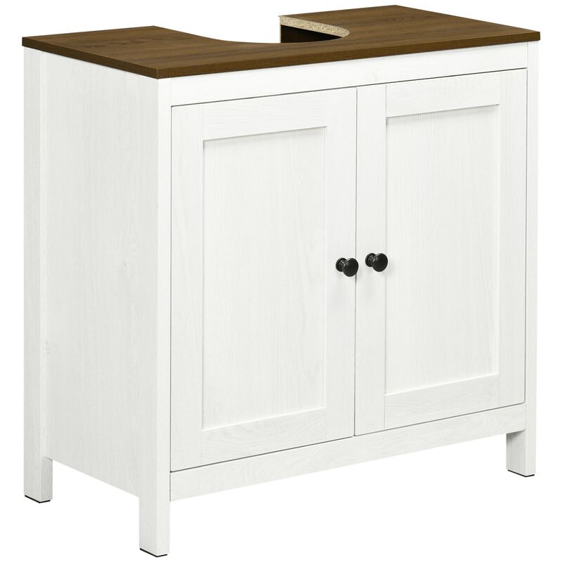 Antique White Sink Cabinet: Modern Bathroom Floor Standing Storage with Adjustable Shelf