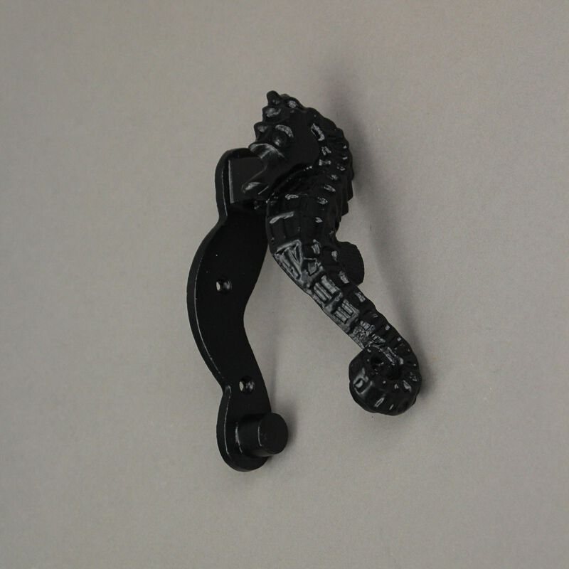 Rustic Black Enamel Cast Iron Coastal Seahorse Door Knocker Sea Horse image number 3