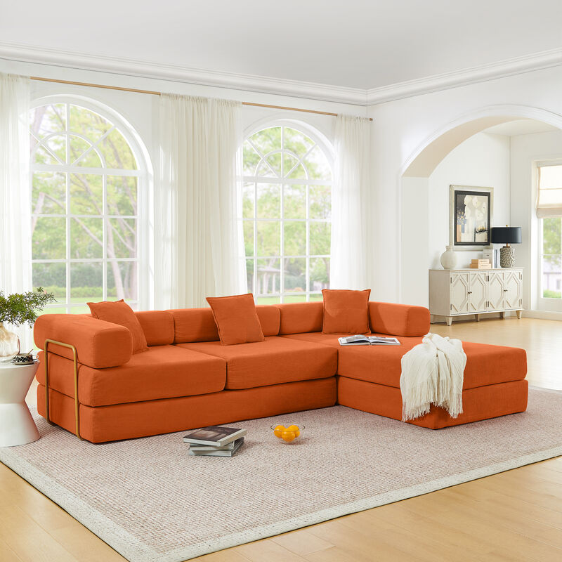 Merax Convertible Modular Corduroy Sectional Sofa Bed image number 1