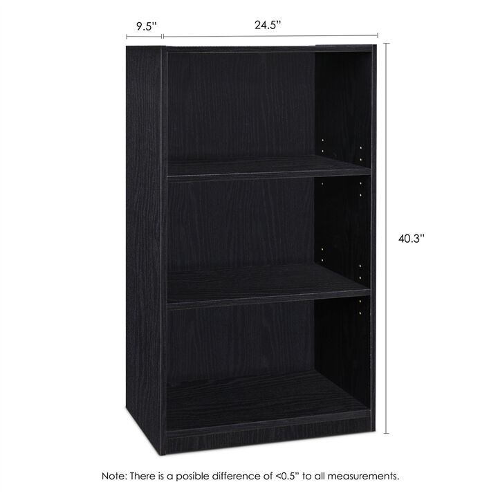 JAYA Simple Home 3-Shelf Bookcase, Black