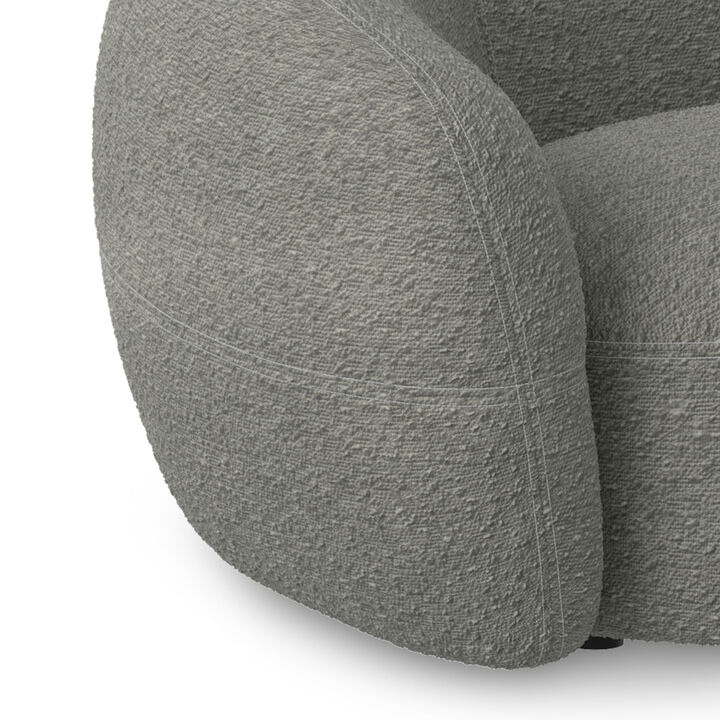 Sherri 89 inch Wide Contemporary Sofa in Stone Grey Boucle Performance Fabric