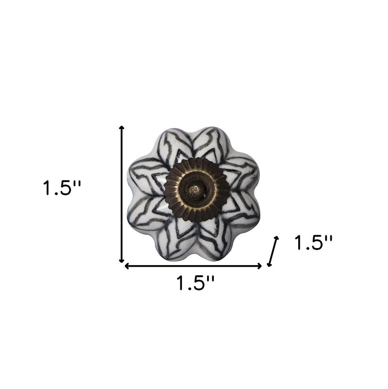 HomeRoots Set of Eight Black And White Ceramic And Metal Drawer Pull Knobs image number 3
