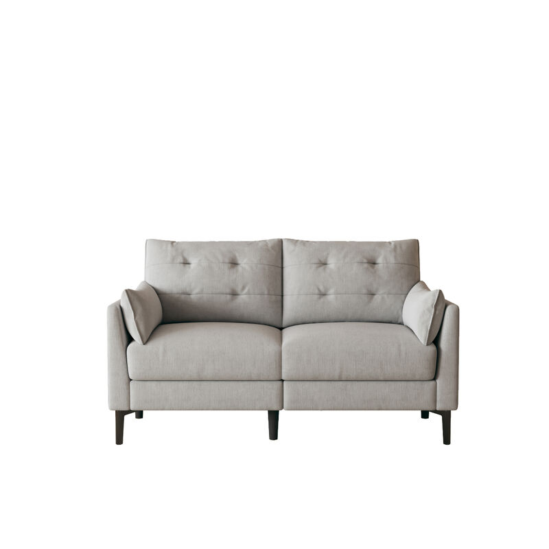 57.5 "cottonlinen light grey double sofa Metal feet Plastic feet Thick cushion with two armrests