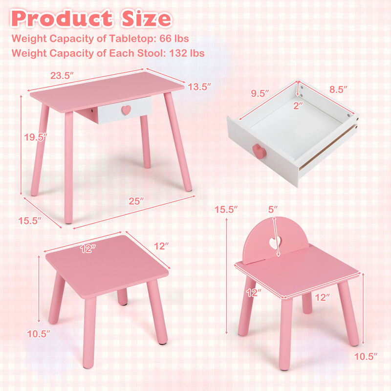 Kids Pretend Nail Salon Playset with Wooden Makeup Set - Pink image number 2
