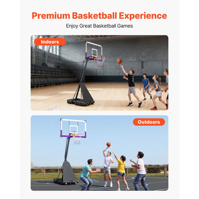 Portable Basketball Goal Stand with Height Adjustment and PC Backboard for Driveway & Backyard-Black image number 3